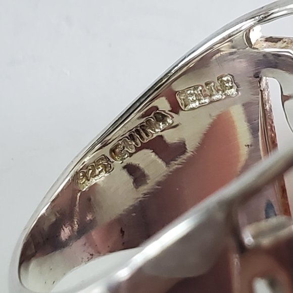 Sterling Silver 925 Elle Jewelry Ring Wide Band with Signature Ruby - Picture 8 of 16